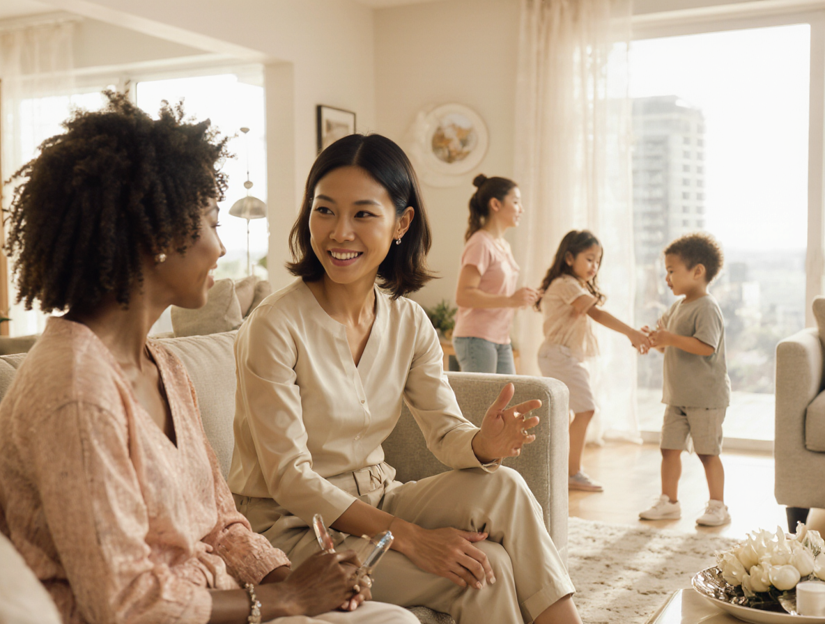 diverse moms having a warm conversation